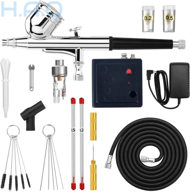 Kit de aerógrafo mini compresor de aire Magicrose de doble acción con boquilla de repuesto...