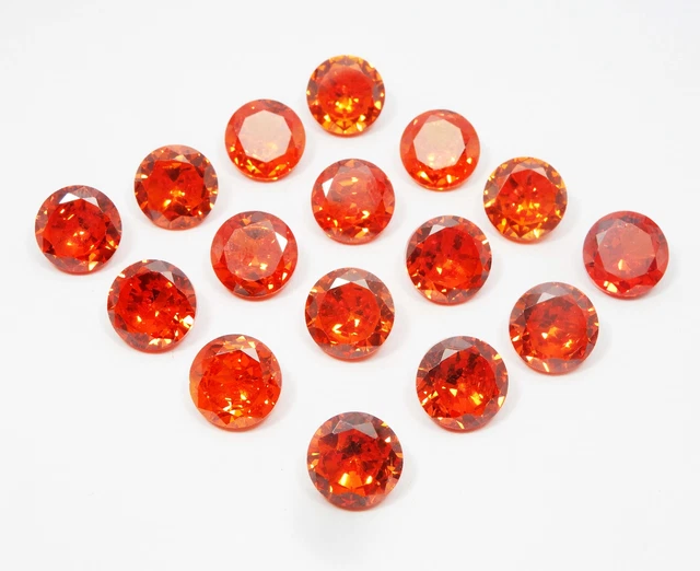 Combodian Cubic Zircon Orange Cubic Cubic Zirconia Round Cut Loose Gem 5 Pcs