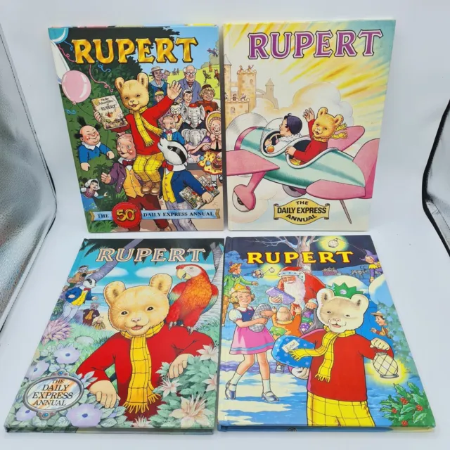 X4 Vintage Rupert Bear Annuals Books Kids