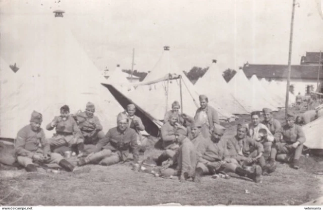 CPA CARTE PHOTO militaire camp de Coëtquidan 32e RI infanterie en 1922