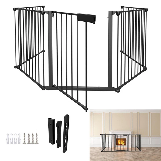 CASARIA® Cancelletto di Sicurezza per Caminetto per Bambini con Sportello in Metallo 306x76cm Protezione Cani Animali Barriera Cancello Camino Scale Stufa