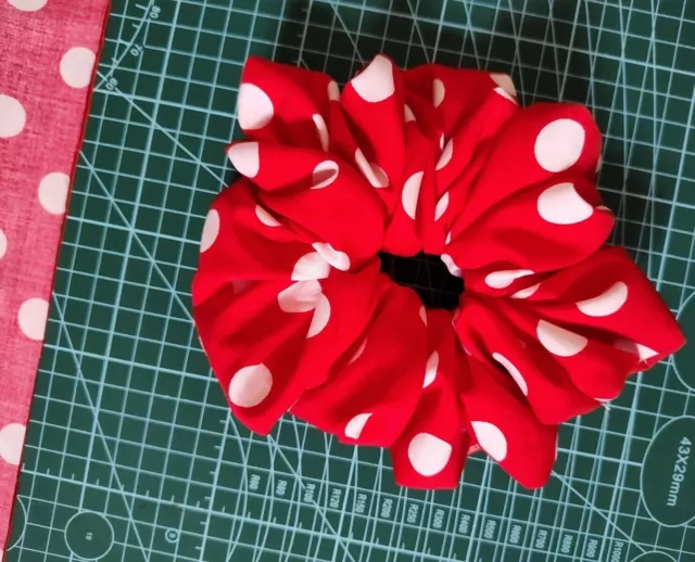 Large Handmade Hair Band Scrunchie For Ladies Polka Dot 