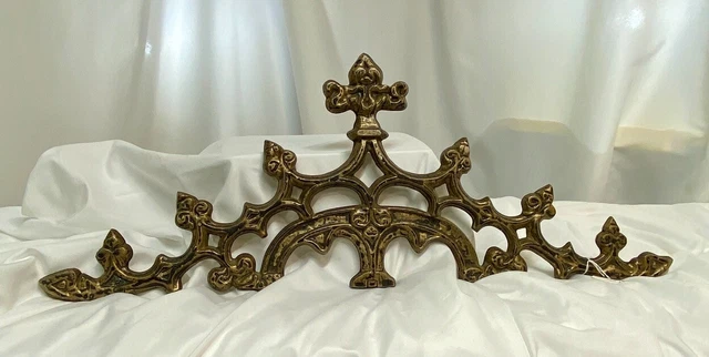 Cast Iron Decorative Wall Hanging, Painted Antique Bronze, Ornate, 28x10x1"
