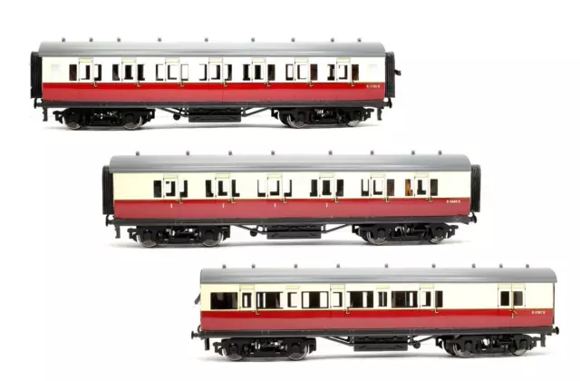 Darstaed Trains 'O' Gauge Set Of 3 Br Crimson And Cream Tinplate Coaches