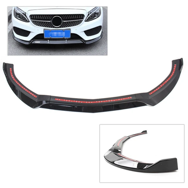 Front Bumper Lip Cover Trim Black Fit Benz C-Class W205 Sport DP Style 2015-2018