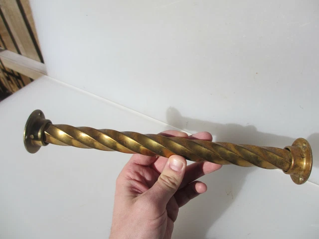 Victorian Brass Hardware Rail Barley Twist Column Stand Holder Leg Guard 12"