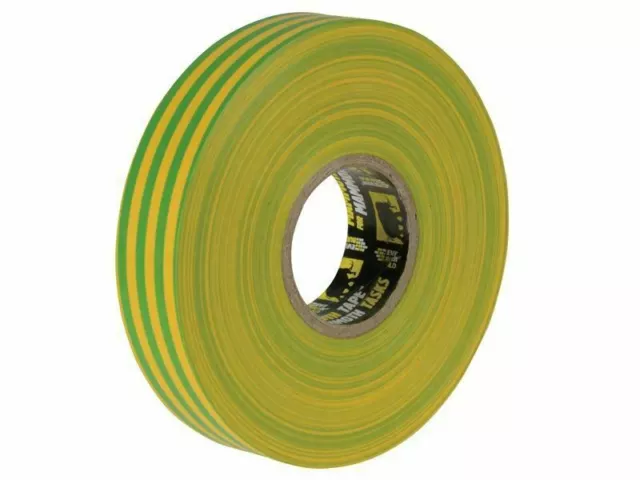 Cinta de aislamiento eléctrico amarillo/verde 19 mm x 33 m