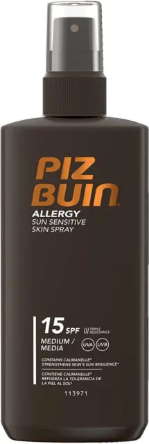 Piz Buin Allergie sonnenempfindliche Hautspray LSF15 absorbiert Feuchtigkeit 200ml 2
