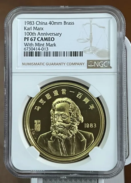 Shenyang Mint 1983 China Brass medal Karl Marx 100th Anniversary NGC PF67CA