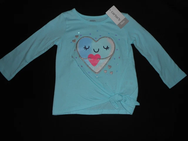 Carters Blue Heart Shirt - Infant Baby Girl Size 18 Months - New