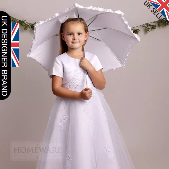 LACEY BELL Full Length White Satin Holy Communion Dress Size Age