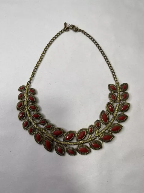 Collier Vintage Ras du Cou - Bijou Fantaisie Doré et Marron - 2 Rangées -