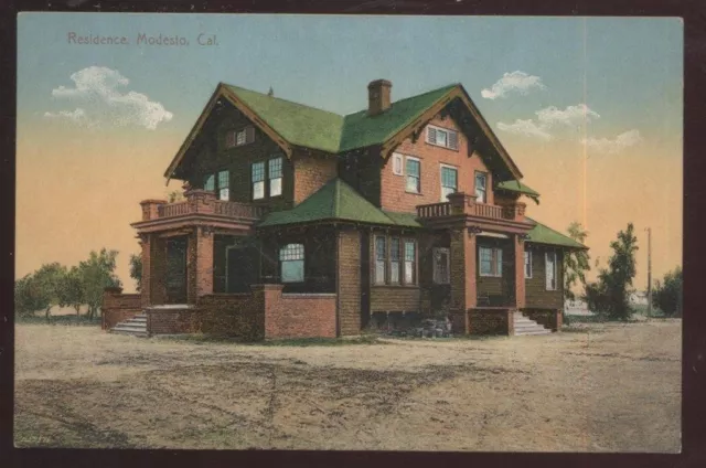 Postcard MODESTO California/CA  Local Area Large 2 Story Family House/Home 1907?