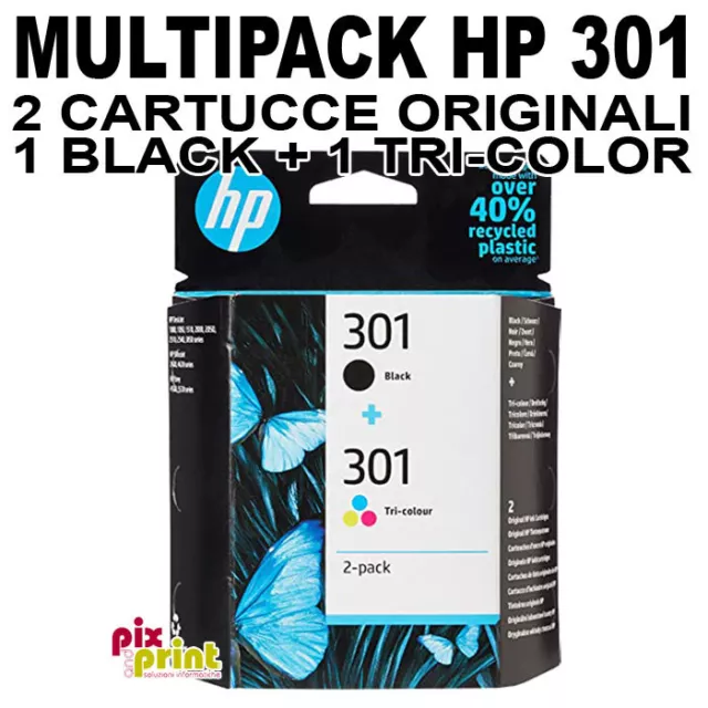 HP 301 ORIGINALE MULTIPACK 1 nero + 1 colore  - N9J72AE Deskjet 1050, 2050