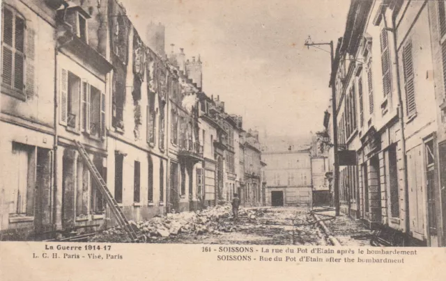 CPA WAR 14-18 WW1 SOISSONS 164 Tin Pot Street After the Bombing