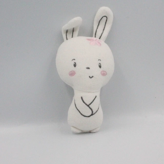 Doudou lapin blanc rose fleur PAT ET RIPATON LA HALLE - 25051