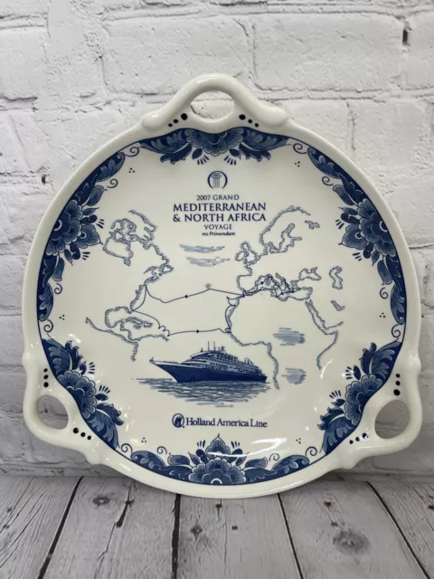 2007 Holland America Line Grand Mediterranean Voyage Blue Delft 11” Plate VGC!