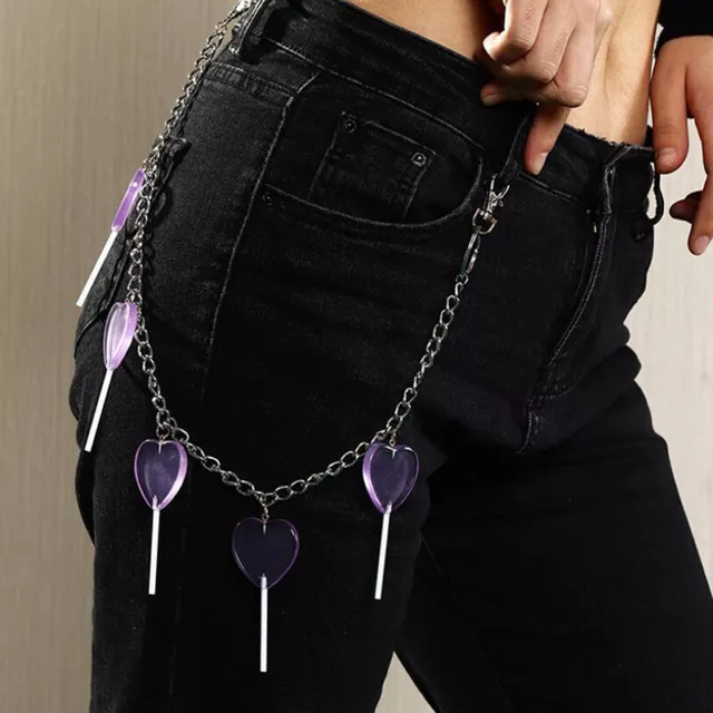 Punk Heart Lollipop Key Chain Jeans Pants Keychains Waist Chain Women Jewelry Bf
