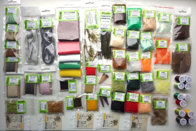 DRY FLY TYING HUGE KIT Fly tying material hooks threads for bug emergers dry fly