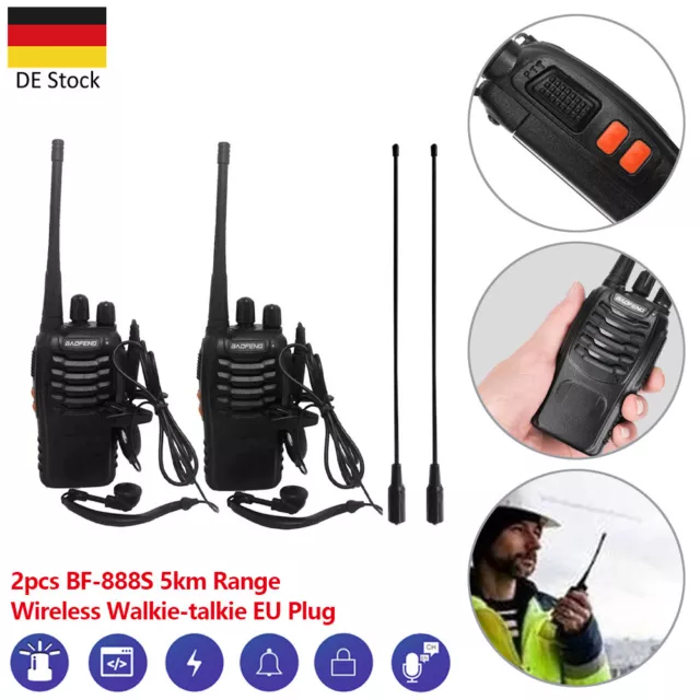 2X Walkie Talkie Set PMR 16 Kanäle Funkgeräte Handfunkgerät Sprechfunkgeräte 5KM