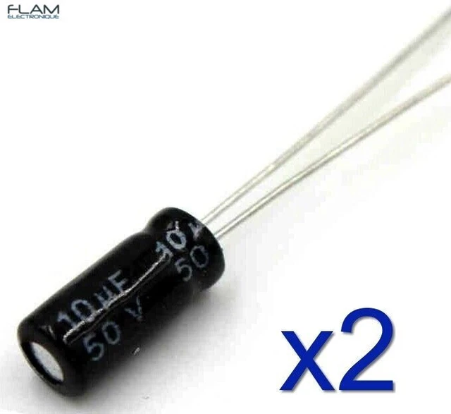 2 Condensateurs électrolytiques Aluminium 120µF 400V - Dimensions 18x30mm, Montage Radial