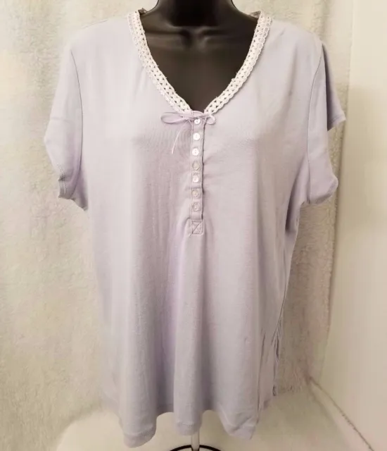 Earth Angels Pajama Sleepshirt Shirt Top Blouse Size XL Womens Blue