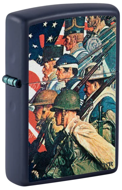 Zippo Norman Rockwell To Make Men Free Navy Matte Windproof Lighter, 48698