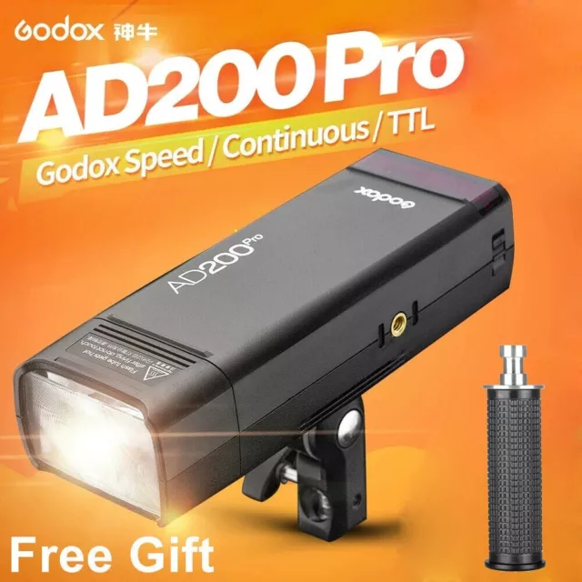 Godox Witstro AD200Pro 200W Cordless Portable Outdoor TTL Flash + Lamp Holder