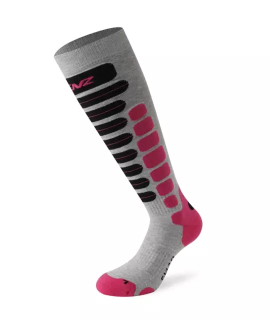 Lenz Skiing 2.0 Performance Socks Light Grey Pink Sports Jog Ski j20