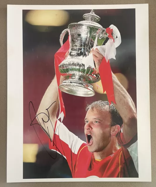 Dennis Bergkamp Hand signed 10x8 Arsenal FC FA Cup Trophy Photo / Holland