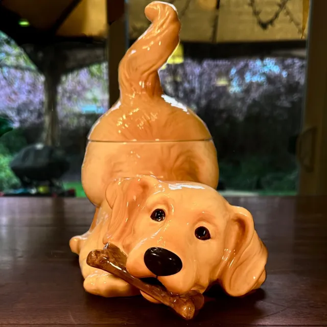 Golden Labrador Retriever puppy dog cookie jar. Big Sky Carvers c2001. RARE!