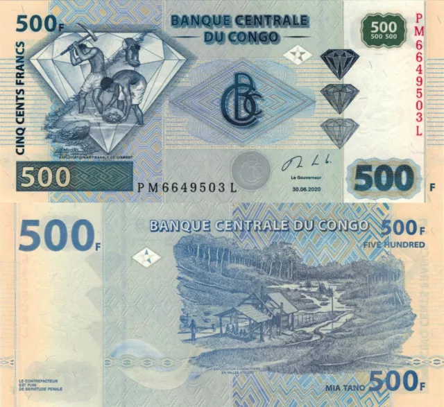 Congo DR 500 Francs (30.06.2020) - Diamond/Diamond Miners/p-96Ab UNC