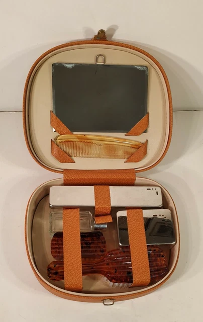 Ancienne Trousse De Toilette En Cuir - Déco Salle De Bain Vintage - French Old