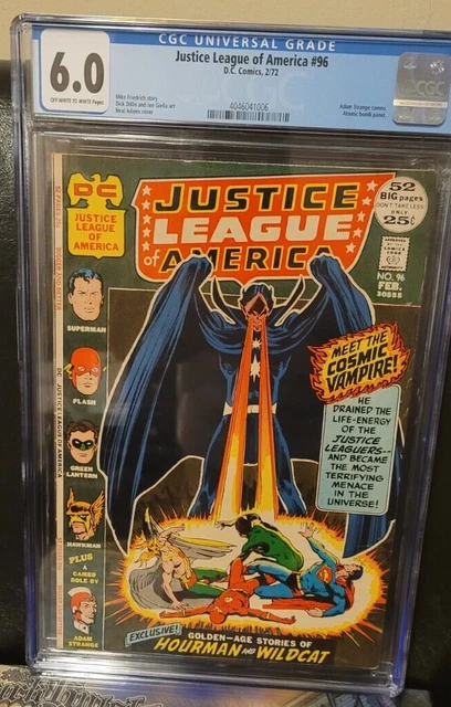 Justice League Of America #96 -- Graded  Cgc 6.0  Ow/W -- Cosmic Vampire -- 1972