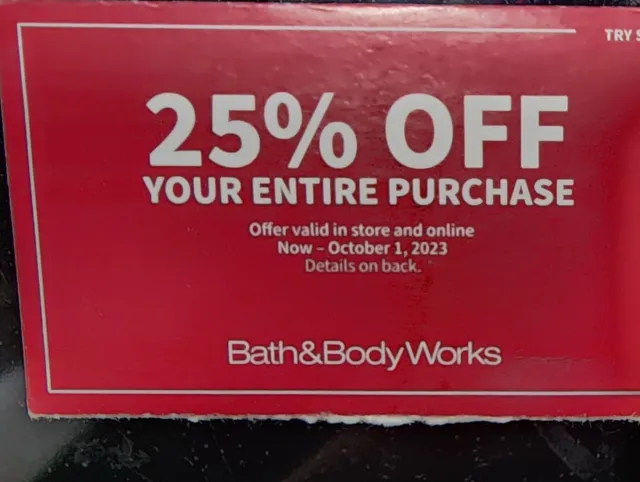 Bath & Body Works Coupon 25% Off & Body Care Item