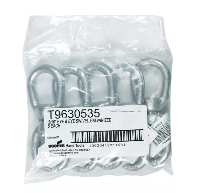Campbell Chain  Galvanized  Forged Steel  Eye and Eye Swivel  1250 lb. 1 pk