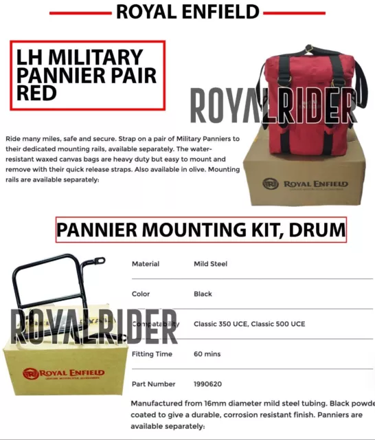 Bolsa de cesta Royal Enfield LH, kit de montaje de tambor y rojo para...