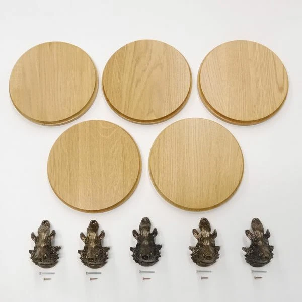 5 Pieza Keilerschilder Redondo Claro Af 19 CM Con 5 X Jabalí Cabeza Decoración