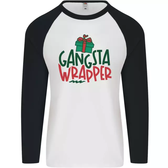 Gangsta Wrapper Divertente Regalo di Natale Uomo L/S Baseball T-Shirt