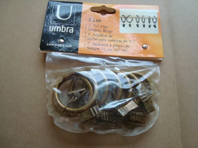 Umbra 7 x 1.5inch PLATED METAL Drapery Rings brand new