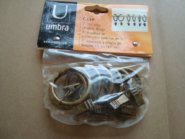 Umbra 7 x 1.5inch PLATED METAL Drapery Rings brand new