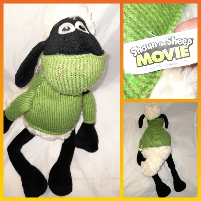 SHAUN THE SHEEP Movie Soft Toy Plush Teddy Green Jumper Sweater 2014