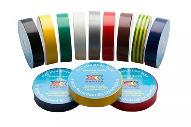 Électrique Ruban Isolant 19mm PVC Flamme Retardant Tout Couleurs Valeur Pack