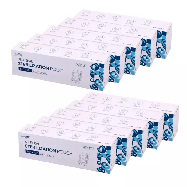 Sterilization Pouch-3.25"x12" Dental Medical Self Seal Pouch Bag,2000(10 Boxes)