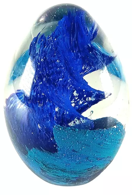 Art Glass Large Paperweight Blue / Aquamarine Swirl