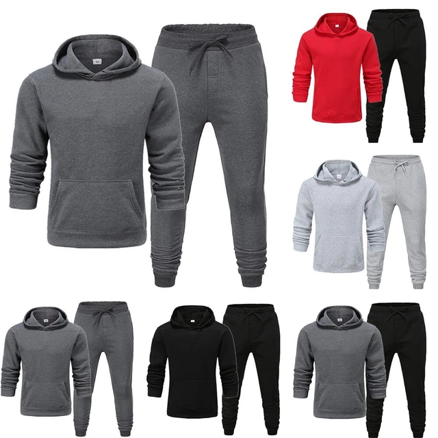 Uomo Tuta da Ginnastica Felpa con Cappuccio Pantaloni Jogger Coulisse Manica
