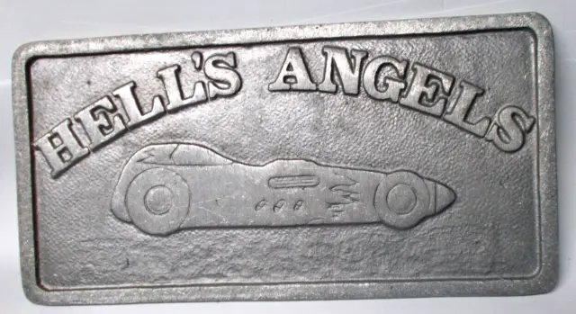 CAST ALUMINUM &amp;HELL`S Angels&amp;quot; Car Club Plaque $49.99 - PicClick