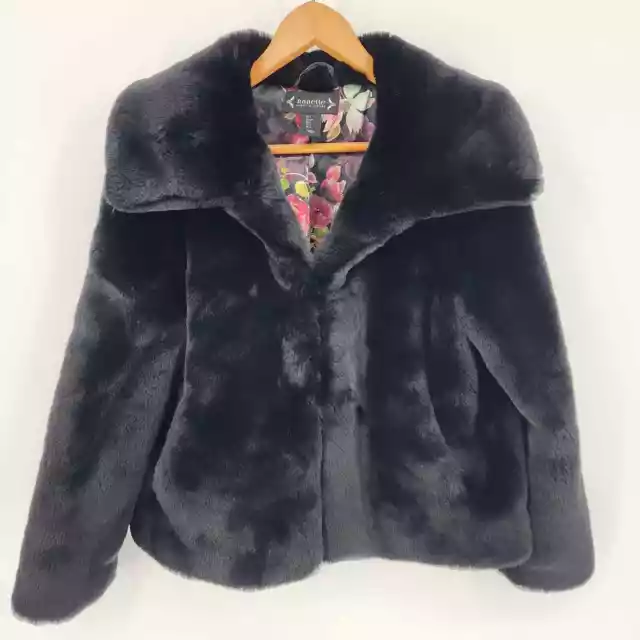 Nanette Lepore Black Faux Fur Jacket OS