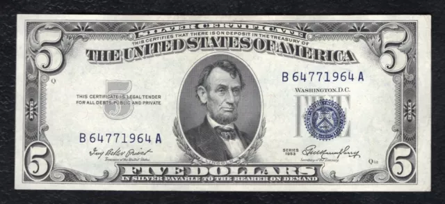 Fr. 1655 1953 $5 Five Dollars Silver Certificate Currency Note Gem Uncirculated