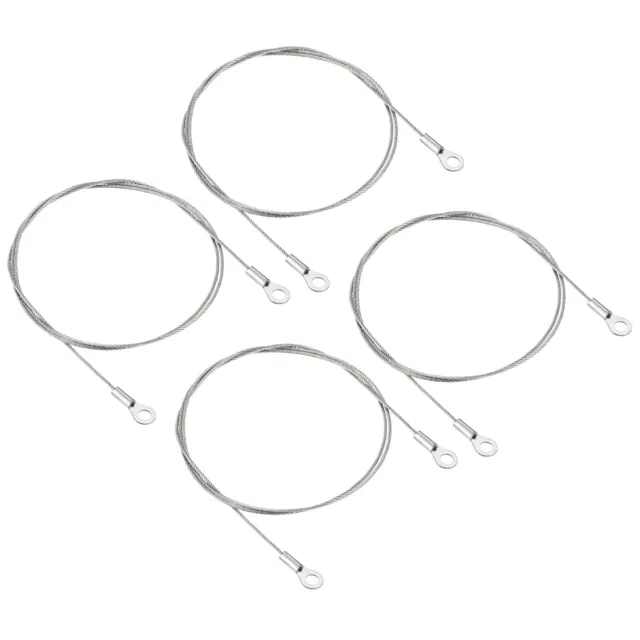 4Pcs 1.5mmx80cm Steel Security Cable 5mm ID Eyelets Ended Safety Wire Rope